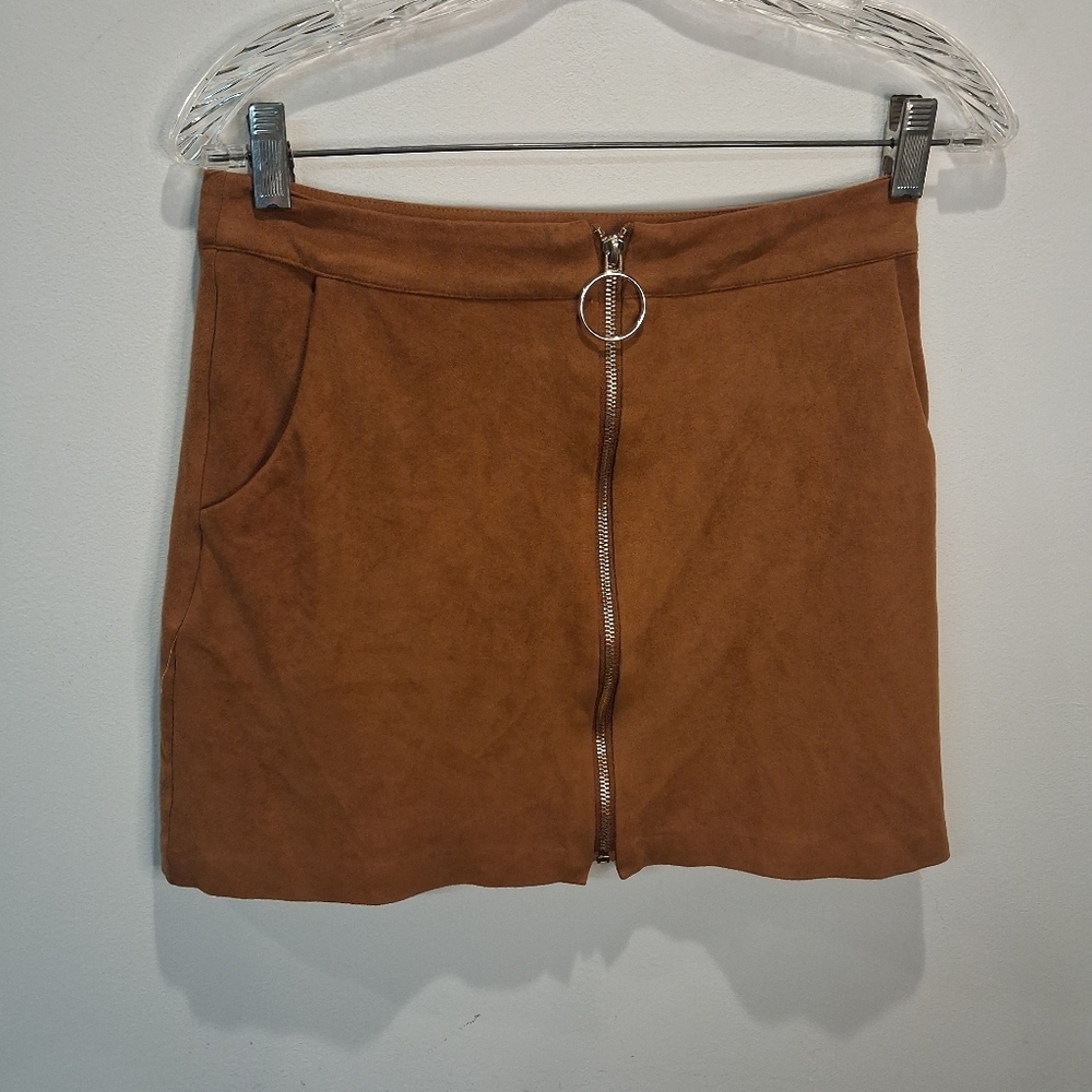 Alexia Admor Size 4 Tan Brown Faux Suede Mini Skirt W/ Pockets